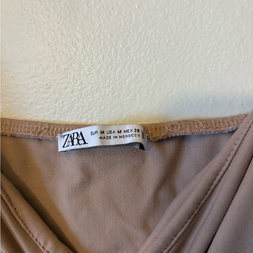 Zara Light Brown Buttery Soft Snap Closure Bodysuit, Size Medium Women’s - Picture 4 of 4
